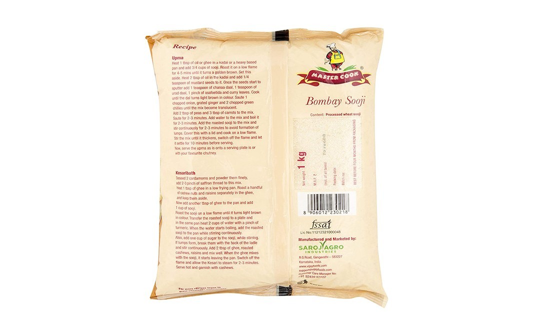 Master Cook Bombay Sooji White Wheat Sooji   Pack  1 kilogram